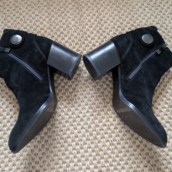 ALBERTO FERMANI Black Suede Block Heel Booties Zipper 36.5 US 6.5 - Picture 4 of 8
